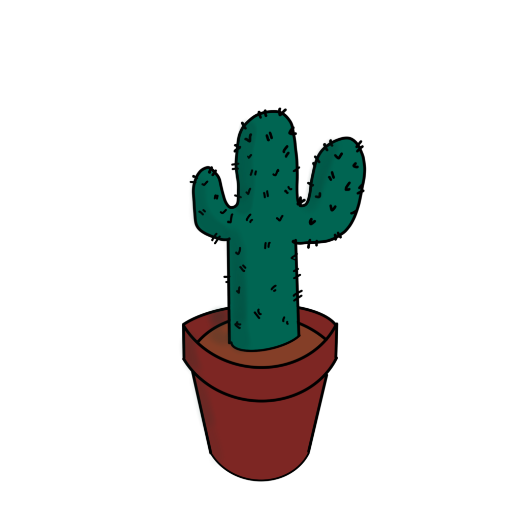 drawing of a cactus in a pot to use as a digital sticker