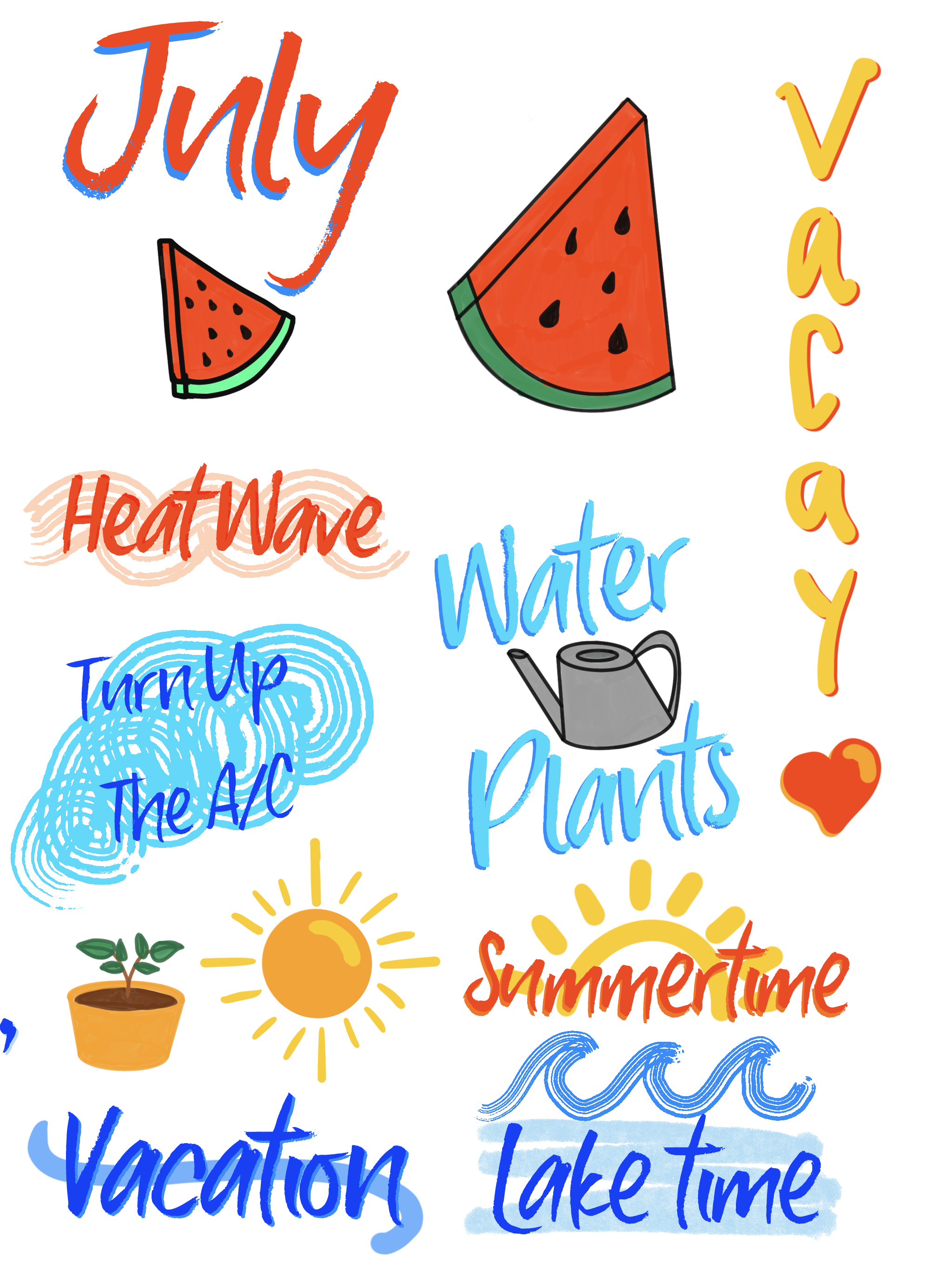 July Planner Stickers Shiny Tiny Love Creative