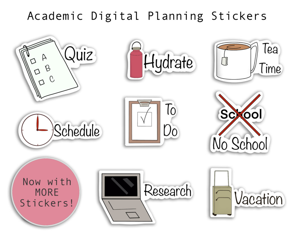 academic student digital planner stickers