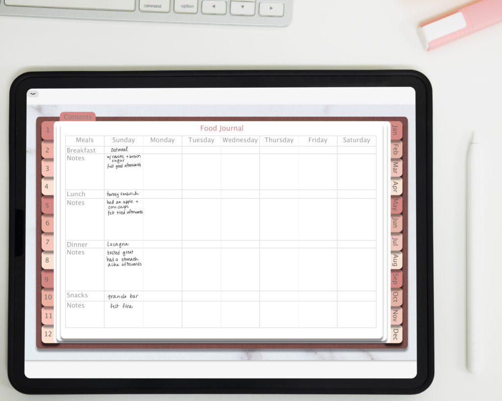 rose gold digital planner on an ipad